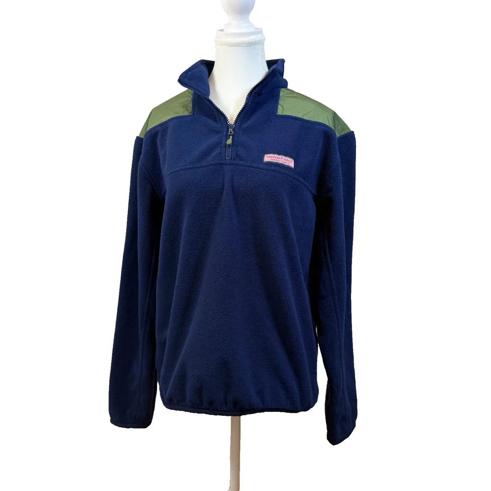 Vineyard Vines 1/4 Zip Long Sleeve Fleece Pullover Mens Small Blue Green‎